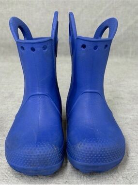 Crocs Kids’ Handle It Rain Boots Blue Pull On Waterproof Little Kids Size 8